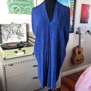 VINCE Blue Silk Kafkan Style Dress XS